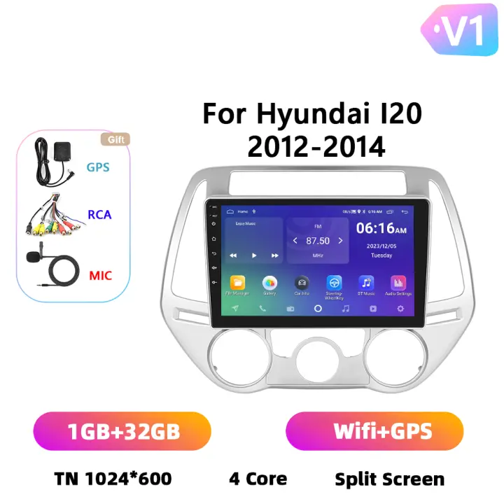 Podofo Radio de coche Android 2 Din para Hyundai i20 2012 2013 2014 Carplay 8+128GB AI Voice WIFI+4G DSP GPS Navegación Multimedia Reproductor de Video - 1