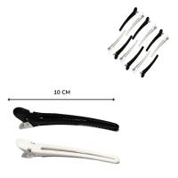 12 Pinzas dentadas blancas y negras de plástico y aluminio. Pinzas de calidad resistentes y duraderas mitad aluminio, mitad plástico. - details 0