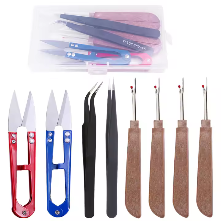 Kit De Costura 8 Piezas Con Cuchilla Para Rasgar Costuras Afilador De Hilo Pinza Y Tijeras Herramientas Para Bordado Y Manualidades - 1