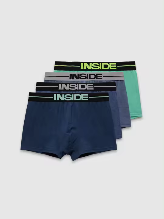 Pack de 4 bóxers multicolor: azul claro, medio, oscuro y turquesa INSIDE - 1