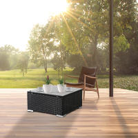 AREBOS Mesita de Polyrattan y Tablero Vidrio Mesa Auxiliar Exterior Para Jardín - details 20