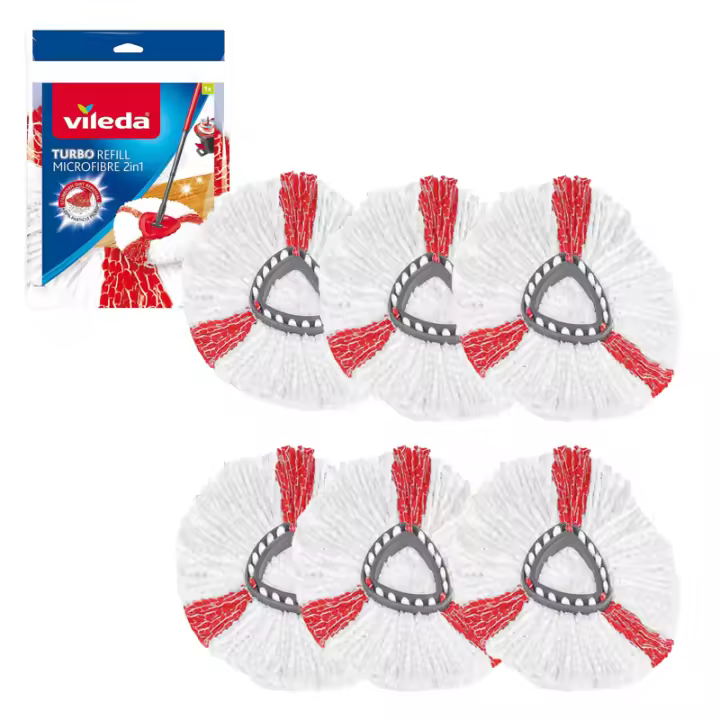 Pack De 2, 4, o 6 Vileda Refill Recambio Turbo,Compatible con Todos los Sistemas Turbo de Vileda, Rendimiento Extra Apto para Todo Tipo de Suelos Duros,Elimina el 99% de Las bacterias Solo con Agua - 1