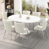 Juego de 4 Sillas de Coque Terciopelo Beige Lujo | Patos de Metal Plisado Resistentes y Elegantes | Estilo Moderno para Sala de Estar, Dormitorio y Espacios de Ocio - details 0