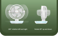 Ventilador Portátil Recargable Con Pantalla Digital LED Tiempo De 8H Luz De Colores Multicolor Ajustable 180° Montado En La Pared O Techo - details 11