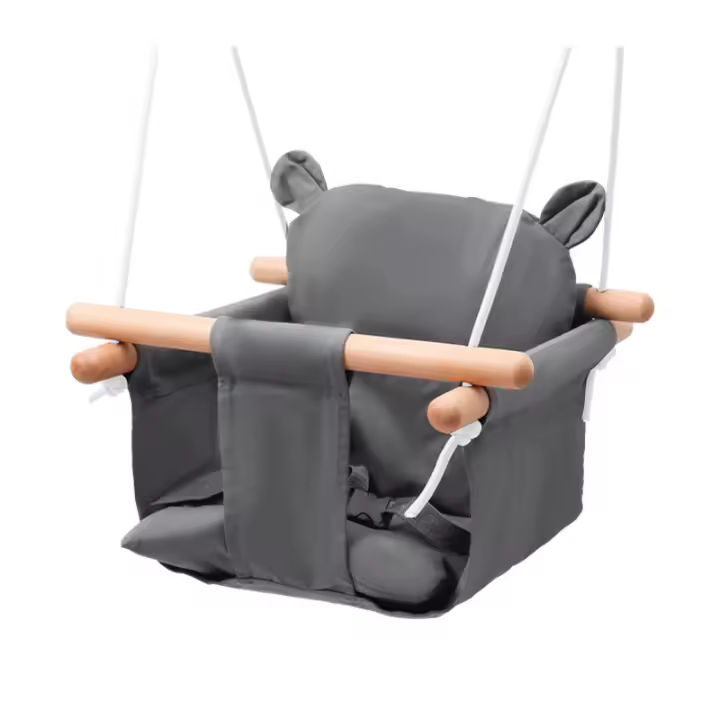 Columpio colgante de lona para bebé, asiento seguro para niños pequeños, hamaca de juguete para interiores y exteriores, color gris - 1