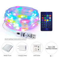 Luces De Cadena LED IP65 Impermeables Con Control Remoto Bluetooth Y Aplicación De Música USB Recargable Para Decoración De Fiestas De Navidad Y Cumpleaños - details 1