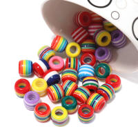 50Pcs Bolas De Resina Arcoíris 6mm Con Agujero Grande Para Hacer Joyas Braceletes Collares Cadenas Suministros De Manualidades - details 2