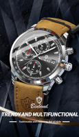 Reloj De Pulsera Para Hombre BINBOND Lujo Resistente Al Agua Cronógrafo Luminoso De Cuero Calidad Alta Reloj Casual De Cuarzo - details 0