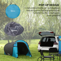 Tienda de campaña pop-up para 1-2 personas Tienda de campaña Ligera para 3 temporales, poliéster y Fibre de Vidrio, Azul + gris, 220x108x110cm - details 4