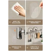 Gancho De Pared Organizador De Cocina Porta Utensilios Cuchillo Soporte Para Tapa De Olla Y Cuchara Almacenamiento De Toalla De Baño Y Ropa - details 4