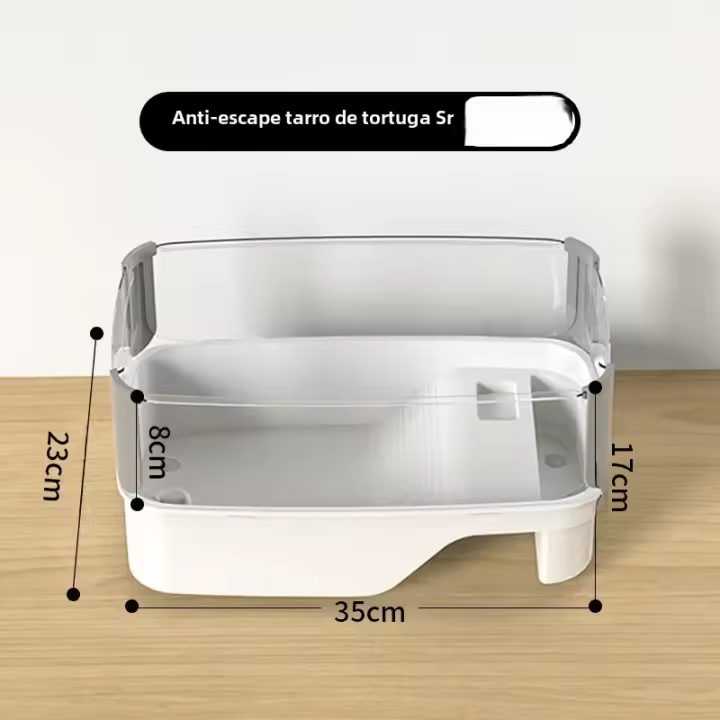 Tanque De Tortuga De Plástico Transparente Con Áreas Para Cría Alimentación Natación Y Bañarse Enchufe Para Reptiles En Interiores - 1