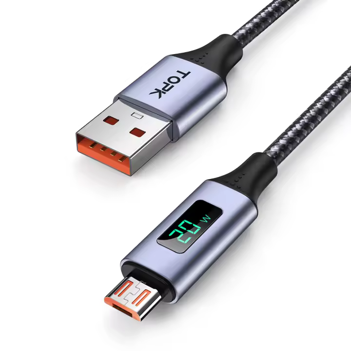 Cable De Carga Rápida TOPK AN50 Con Pantalla Digital USB Tipo C Y Micro USB 3A Para Samsung Xiaomi Cable Móvil Con Indicador LED - 1