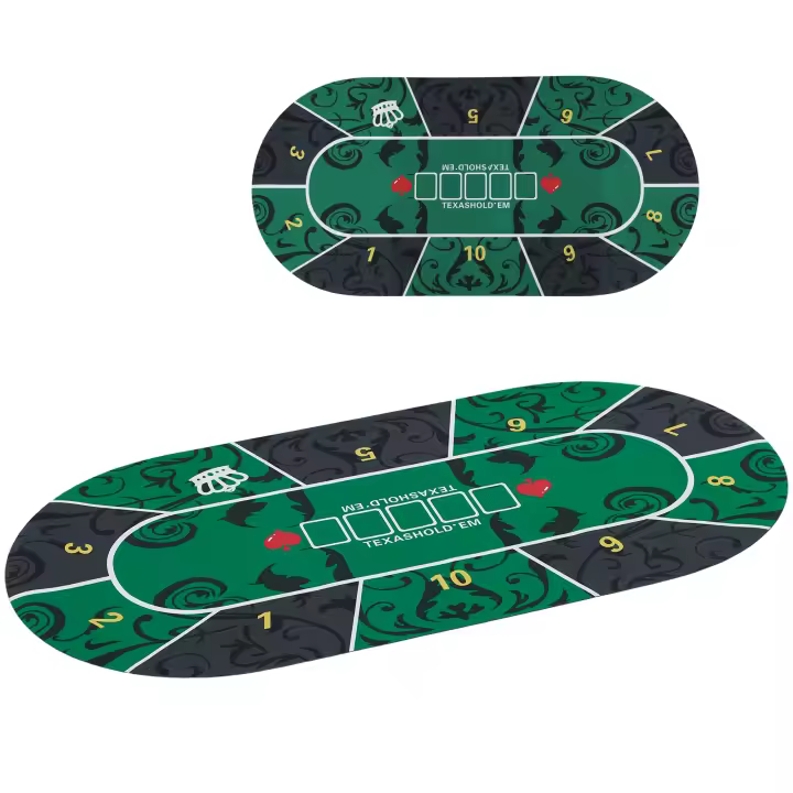 SPORTNOW Alfombrilla de póquer, tablero de póquer, 120 x 60 cm, hasta 6 jugadores, bolsa de transporte incluida, diseño antideslizante, verde y negro - 1