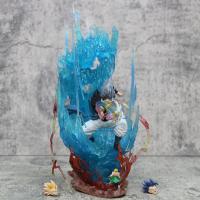 Figura De Acción Dragon Ball 28CM Ls Gogeta Kubei Fusión Super Saiyan Tres Cabezas Escultura Luminosa Modelo Estatua Adorno Regalo - details 18
