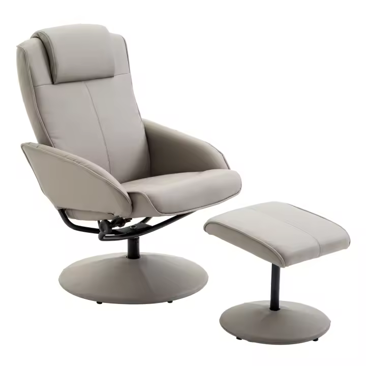 Sillón TV reclinable giratorio 360 ° con reposapiés Gris, L 78 × A 71 × A 101 cm, Cómodo Sillón de Salón - 1