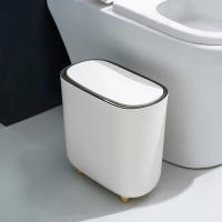 Basurero De Baño En Forma Angular Con Tapa Basurero De Cocina a Prueba De Olores Recipiente De Basura Cubierto Papelera De Lado De Inodoro - details 4
