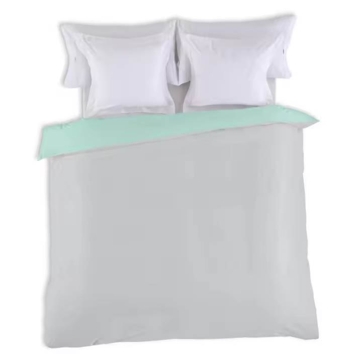 FUNDA NORDICA reversible aqua-crema - Cama de 90 (1 pieza) - 50% algodón / 50% poliéster - 144 hilos. Gramage: 115 - Fijalo - 1