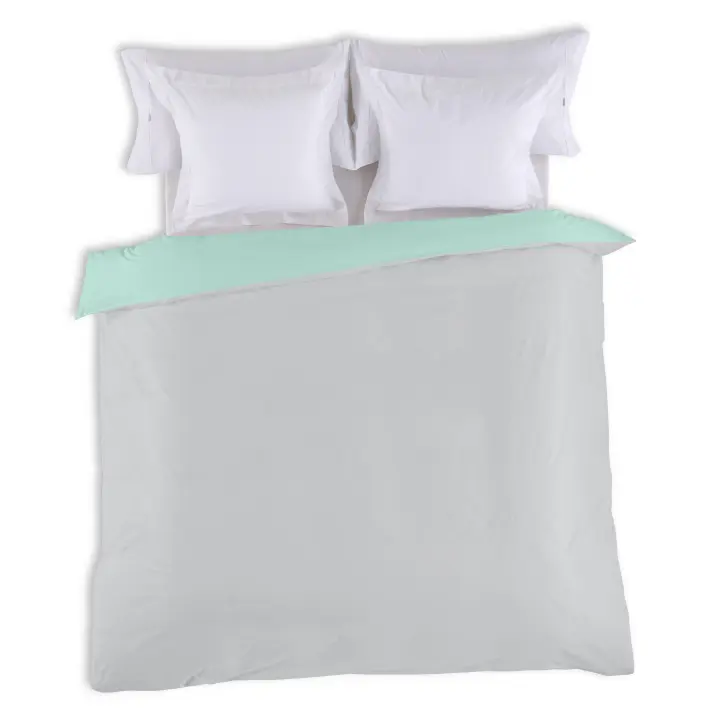 FUNDA NORDICA reversible aqua-crema - Cama de 90 (1 pieza) - 50% algodón / 50% poliéster - 144 hilos. Gramage: 115 - Fijalo - 1