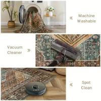 Alfombra Bohemio Floral Vibrante Para Sala De Estar Decorativa Anti-deslizante Lavable Minimalista Para Dormitorio Y Baño - details 2