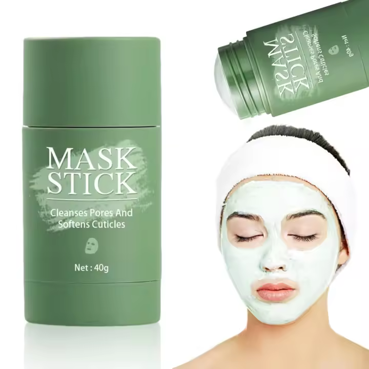 Barra de arcilla de té verde para el rostro, removedor de puntos negros con extracto verde, mascarilla de té verde para limpieza profunda, limpieza profunda de poros, hidratación e iluminación para todo tipo de piel (verde/1 unidad) - 1