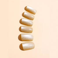 24pcs/set Uñas Postizas Cortas Cuadradas Con Diseño De Ojos De Gato Y Brillo En Colores Rosa Verde Morado Amarillo Y Nude Para Artículos De Belleza Y Uñas - details 21