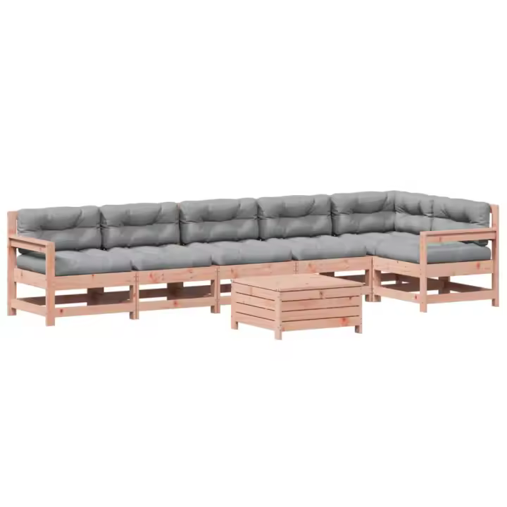 vidaXL Juego de muebles jardín 7 pzas y cojines madera abeto Douglas - 1