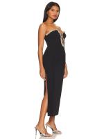 Vestido De Fiesta Para Mujer Verano 2024 Cuello En V Sin Mangas De Diamante Ajustado Sin Espalda Largo De Tobillo Con Adorno De Joyas Estilo Sexy Y Club - details 3