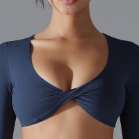 Yoga manga larga ajustado Sexy transpirable secado rápido deporte sujetador gimnasio Push Up a prueba de golpes alta intensidad Pilates ropa mujeres - details 12