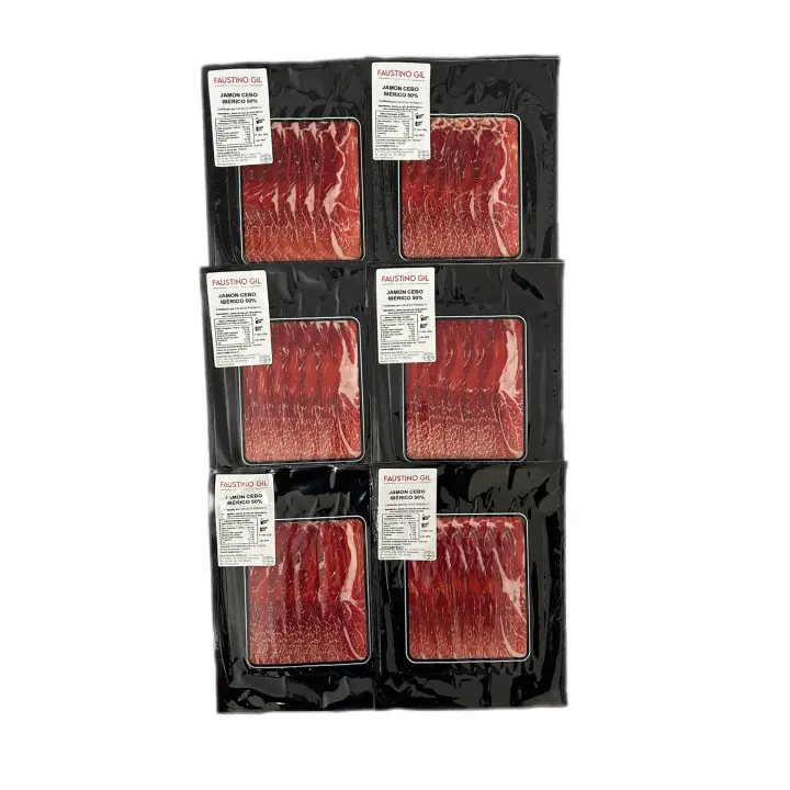Jamón Ibérico de Cebo - 6 sobres de  100g - Elaboración tradicional - Ibéricos Faustino Gil - - 1