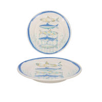UD - Plato Hondo La Mediterránea diseño Peixe Elite – Set 2/4/6 piezas 21CM–  cerámica con acabado brillante para cocina y comedor - details 1