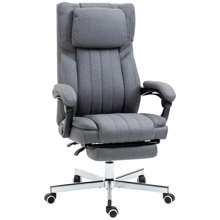 Vinsetto Silla de Oficina Giratoria con 6 Puntos de Masaje Vibratorio Silla de Escritorio Reclinable con Altura Ajustable Control Remoto Respaldo Alto y Reposacabezas 65x61x105-113 cm Gris - 1