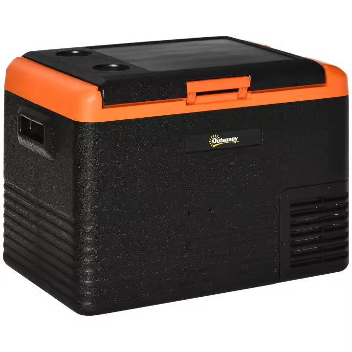 Outsunny Nevera Portátil Eléctrica 40L Refrigerador de Coche 12V/24V hasta -20℃ Mini Frigorífico con Compresor Pantalla LED Táctil para Hogar Camping Viajes Automóvil 58,7x36,5x43,8 cm Negro - 1