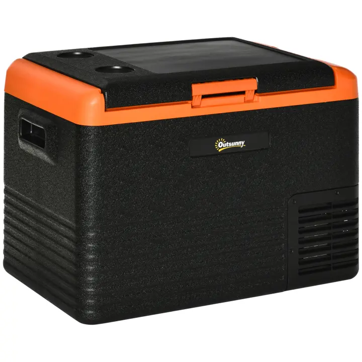 Outsunny Nevera Portátil Eléctrica 40L Refrigerador de Coche 12V/24V hasta -20℃ Mini Frigorífico con Compresor Pantalla LED Táctil para Hogar Camping Viajes Automóvil 58,7x36,5x43,8 cm Negro - 1