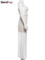 Vestido Elegante De Verano Para Mujer Con Encaje Y Volantes Doble Capa Espalda Descubierta Con Tirantes Slim Chic Para Fiestas - details 3
