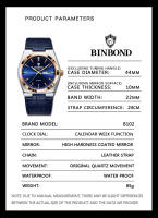 Reloj De Cuarzo Para Hombre BINBOND Marca Lujosa Impermeable Con Manos Luminosas Correa De Cuero Date Y Dia Semanal Resistente Al Choque - details 6
