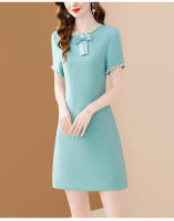 Vestido A-Line Elegante Para Mujer EVNISI Con Bordado En Flares Y Cuello En Escarf Oficina Moda Verano Cierre De Cremallera Longitud De Rodilla Polyester - details 10