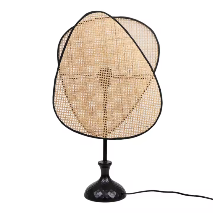 LAMPARA S/MESA RATTAN FILO NEGRO HM119 FIJALO - 1