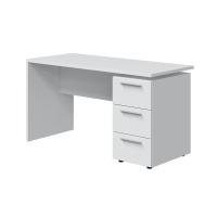 Meimon STYLUS Mesa de despacho con buc de 3 cajones, estructura de tablero melaminizado tipo E1, guías metálicas, tiradores efecto cromo brillo, tacos ABS, color Blanco Artik, medidas 138x60x74 cm, carga máxima 25 kg - details 2