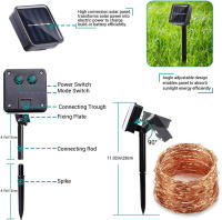 Luces Solares LED Para Jardín Exterior Cadena De Luces De Hadas Impermeables Para Navidad Patio Árbol Fiesta 6m/12m/23m/33m - details 3