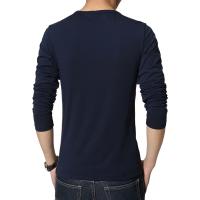 Camiseta De Hombre Talla US Con Botones Y Patchwork Estilo Hip Hop Manga Larga Cuello Redondo Casual Para Primavera Otoño - details 2