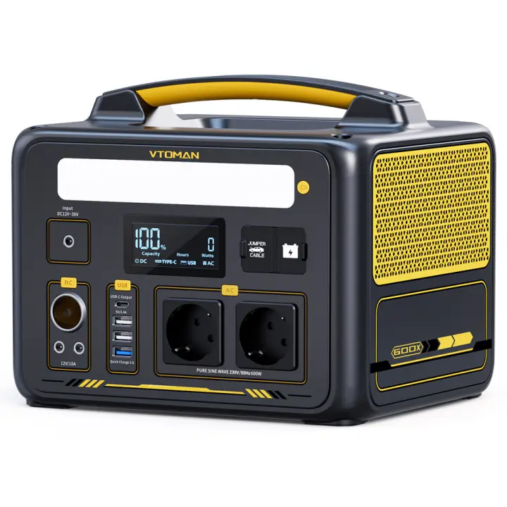 VTOMAN JUMP 600X Estación de Energia Portátil kit supervivencia 72 horas, generador de luz inverter electrico solar portatil,299Wh, Salida de 600W, Capacidad Expandible de 939Wh, 9 Puertos, PD 60W USB-C，supervivencia grupo electrogeno - 1