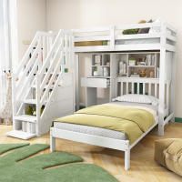 Litera Infantil Multifunctional y Multiuso | Cama Doble 90x200 cm + Cuna Transformable en Escribano with Estantería | Almacenaje Integral, Somier Red y Diseño Moderno Blanco - details 3