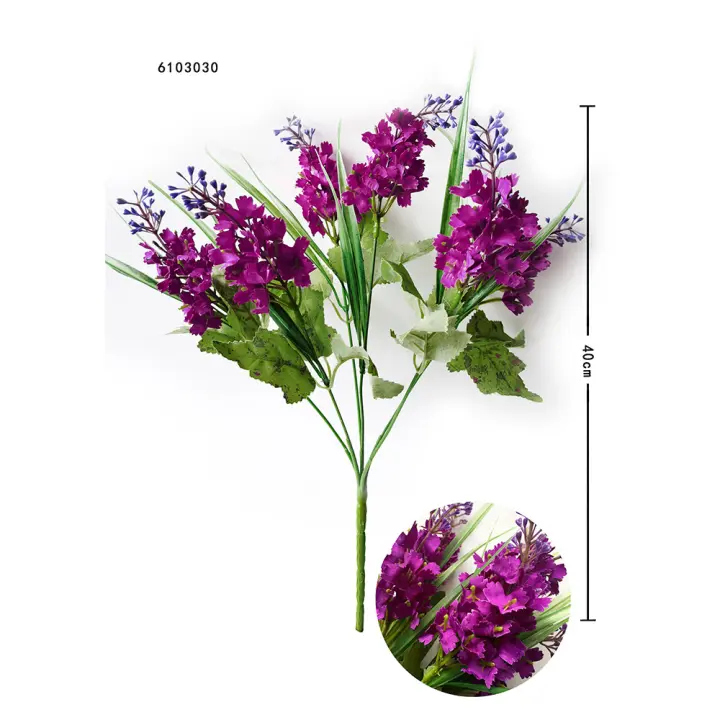 Poenia Arte Floral - Flores y Plantas Artificiales - Ramo de Lavanda - 40cm - 3 Piezas - 1