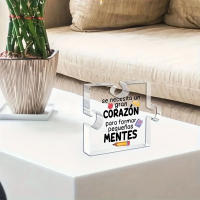Placa De Agradecimiento Para Maestro En Acrílico "Se Necesita Un Gran Corazón" Regalo Para Profesor Motivacional 2D Plano - details 2