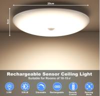 Plafon LED Techo con Sensor de Movimiento, 20CM Lampara Techo Sin Cables con Batería 1200mAh, Recargable Luz LED Techo Regulable Plafón Techo para Porche, Baño, Balcón - details 4