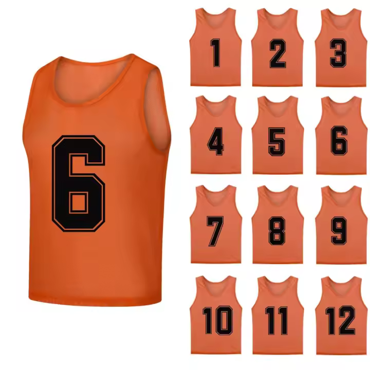12 PCS Chalecos De Fútbol Para Adultos Rápidos De Secado Uniforme De Equipo De Entrenamiento Para Baloncesto Y Fútbol Numerados Top De Juego - 1