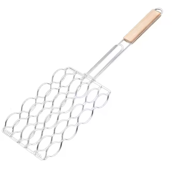 UD - Rejilla para Barbacoa de Acero Inoxidable con Mango de Madera – Maiz – Parrilla Antiadherente para Maiz– Kmt Style - 1