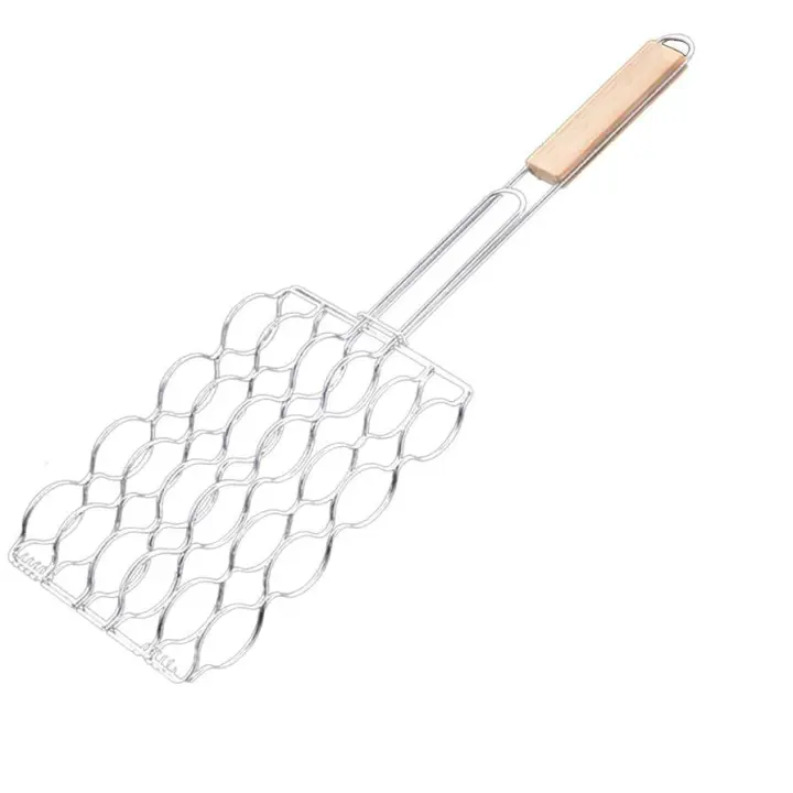 UD - Rejilla para Barbacoa de Acero Inoxidable con Mango de Madera – Maiz – Parrilla Antiadherente para Maiz– Kmt Style - 1