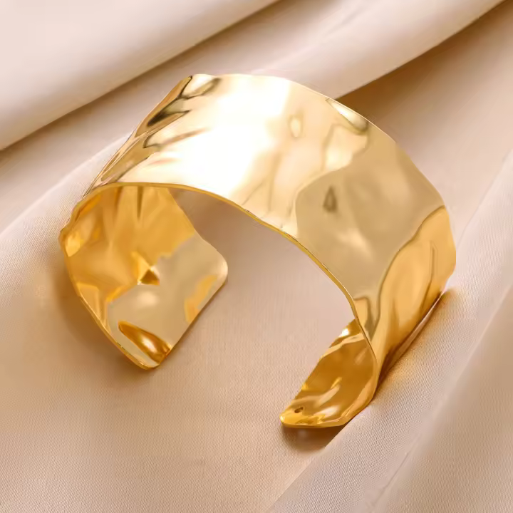 Pulsera Abierta Geométrica Vintage Para Mujer En Acero Inoxidable Color Oro Joven Y Elegante Joyería Clásica Regalo Ideal - 1