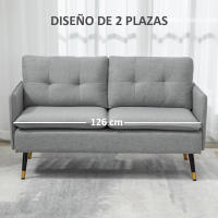 HOMCOM Sofá de 2 Plazas Moderno Sofá de Salón Tapizado en Poliéster con 4 Cojines Reposabrazos y Patas de Acero para Dormitorio Oficina Carga 240 kg 139x68x80 cm Gris - details 5
